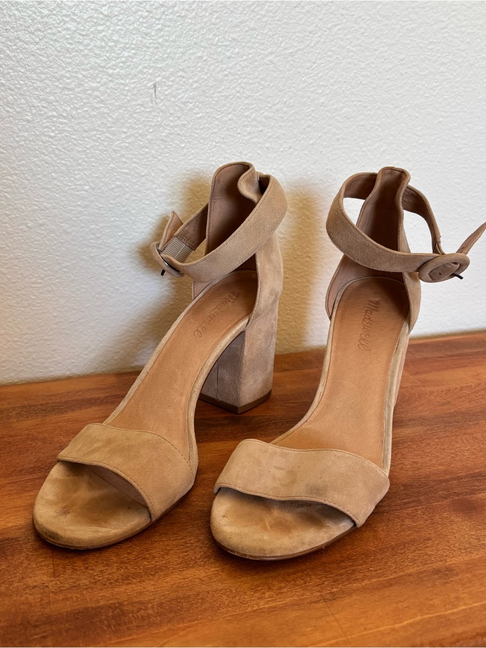 Madewell Suede Block-Heel Sandals in Tan